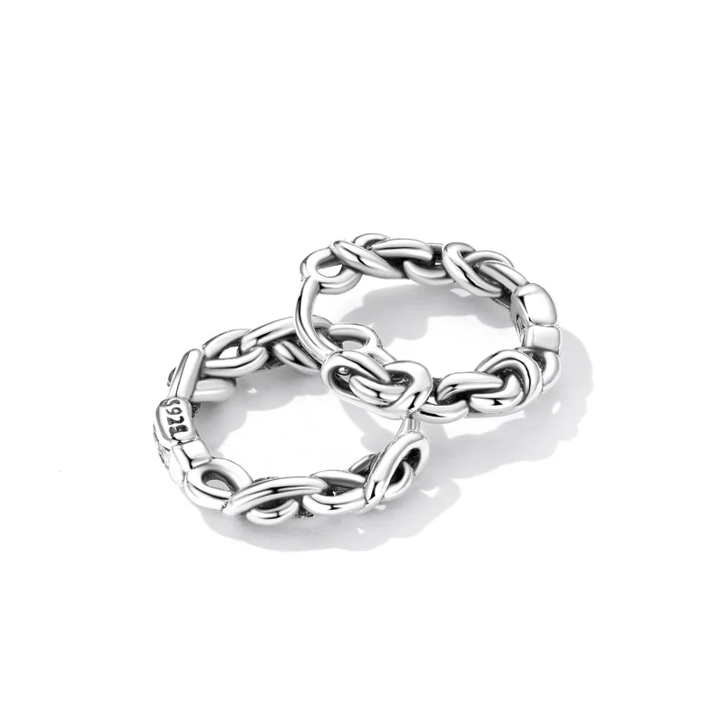 (imagem para) Pandora Style Twisted Rope Hoop Earrings - SCE1432 - Visualizar 3