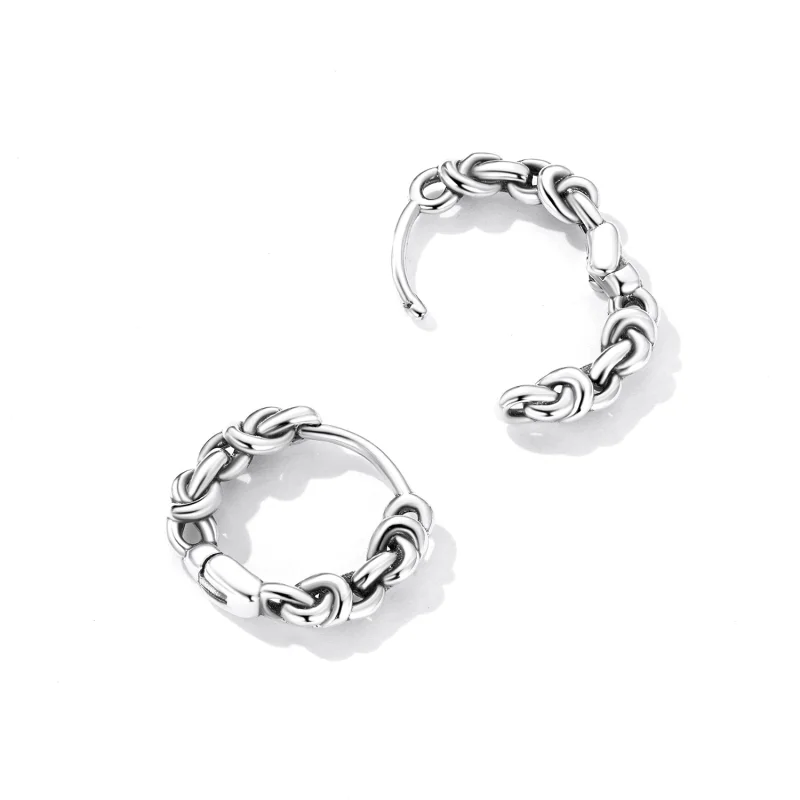 (imagem para) Pandora Style Twisted Rope Hoop Earrings - SCE1432 - Visualizar 4
