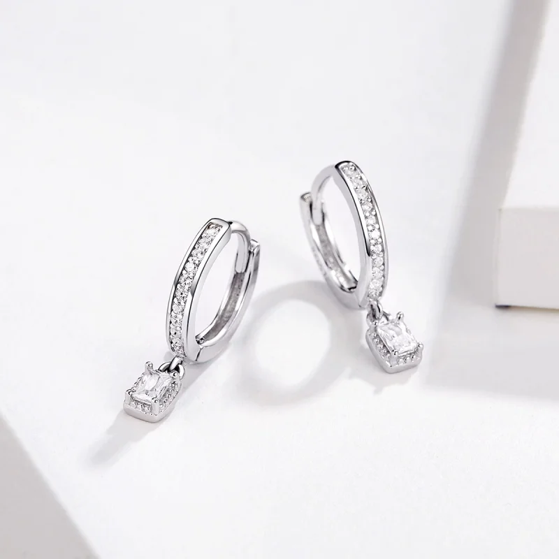 (imagem para) Pandora Style Zircon Love Hoop Earrings - BSE157 - Visualizar 3