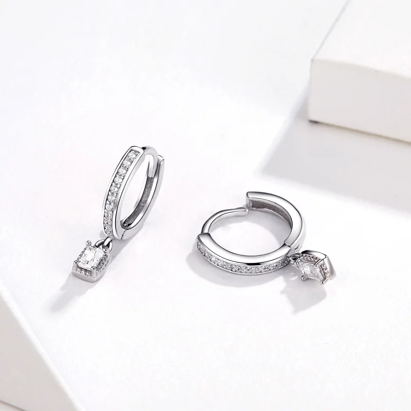 (imagem para) Pandora Style Zircon Love Hoop Earrings - BSE157 - Visualizar 4