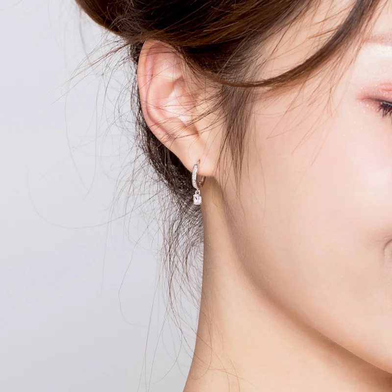 (imagem para) Pandora Style Zircon Love Hoop Earrings - BSE157 - Visualizar 5