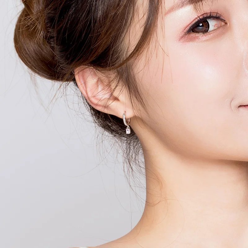 (imagem para) Pandora Style Zircon Love Hoop Earrings - BSE157 - Visualizar 7