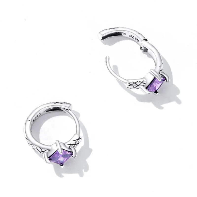 (imagem para) Pandora Style Zircon Snake Pattern Hoop Earrings - SCE1417 - Visualizar 3