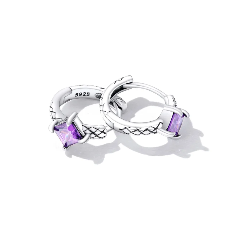 (imagem para) Pandora Style Zircon Snake Pattern Hoop Earrings - SCE1417 - Visualizar 4