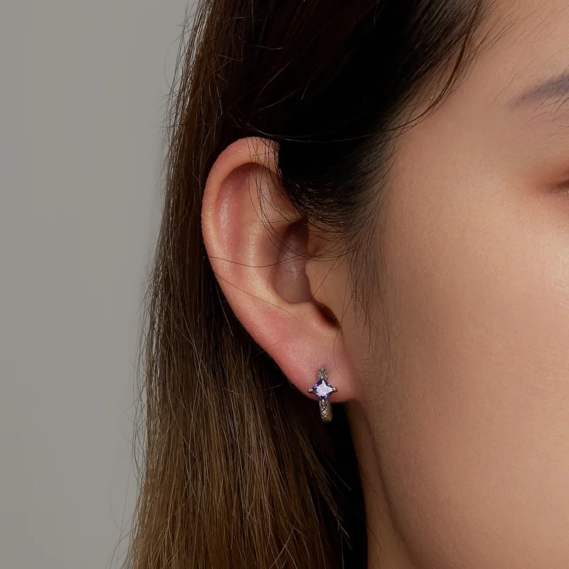(imagem para) Pandora Style Zircon Snake Pattern Hoop Earrings - SCE1417 - Visualizar 6