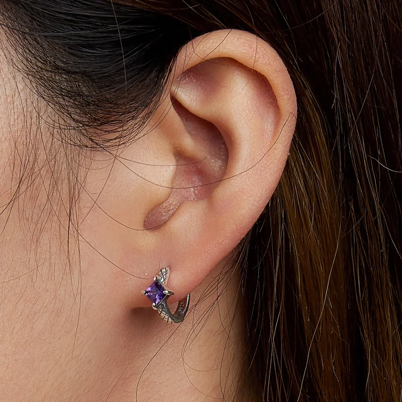 (imagem para) Pandora Style Zircon Snake Pattern Hoop Earrings - SCE1417 - Visualizar 7