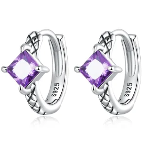 (imagem para) Pandora Style Zircon Snake Pattern Hoop Earrings - SCE1417