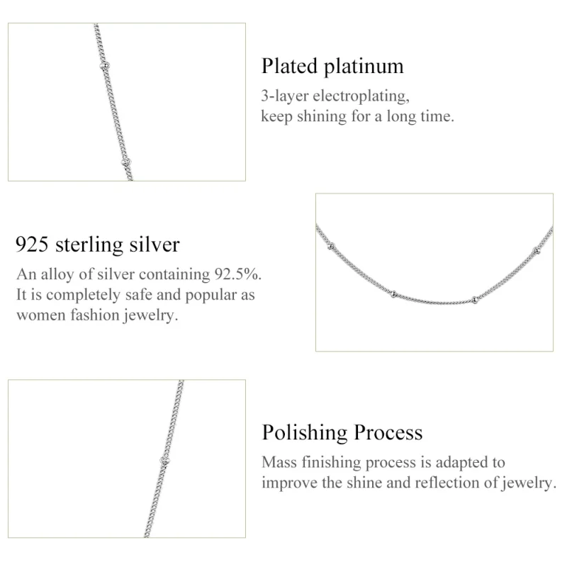 (imagem para) Colar Corrente Básica de Pequenas Bolas estilo Pandora - SCN391 - Visualizar 4