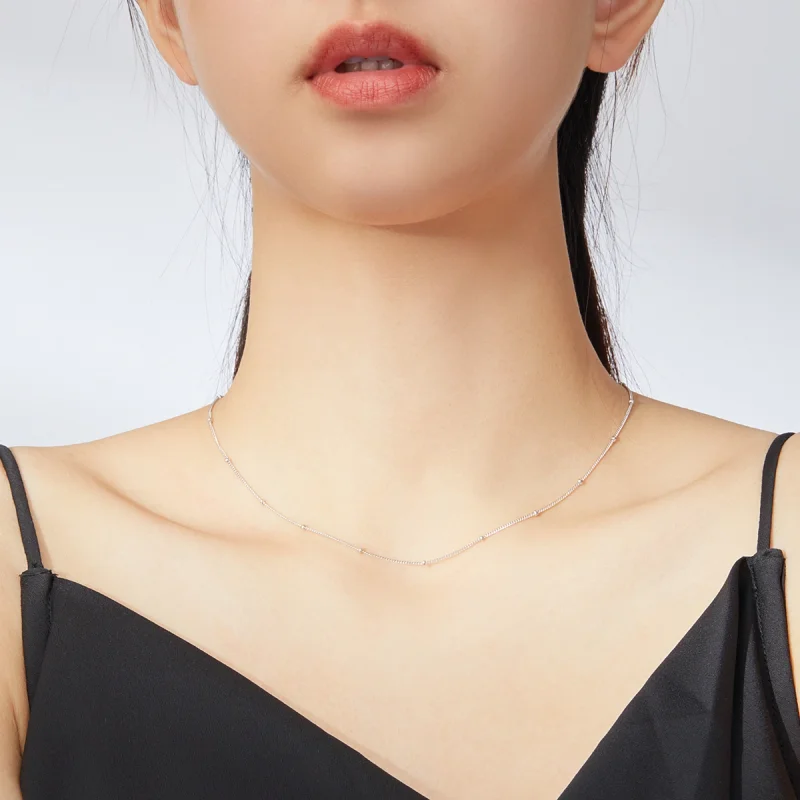 (imagem para) Colar Corrente Básica de Pequenas Bolas estilo Pandora - SCN391 - Visualizar 7