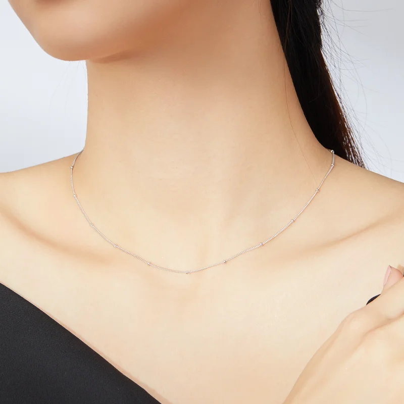 (imagem para) Colar Corrente Básica de Pequenas Bolas estilo Pandora - SCN391 - Visualizar 9