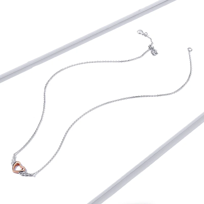(imagem para) Colar Dois tons Asa do Coração estilo Pandora - BSN162 - Visualizar 4