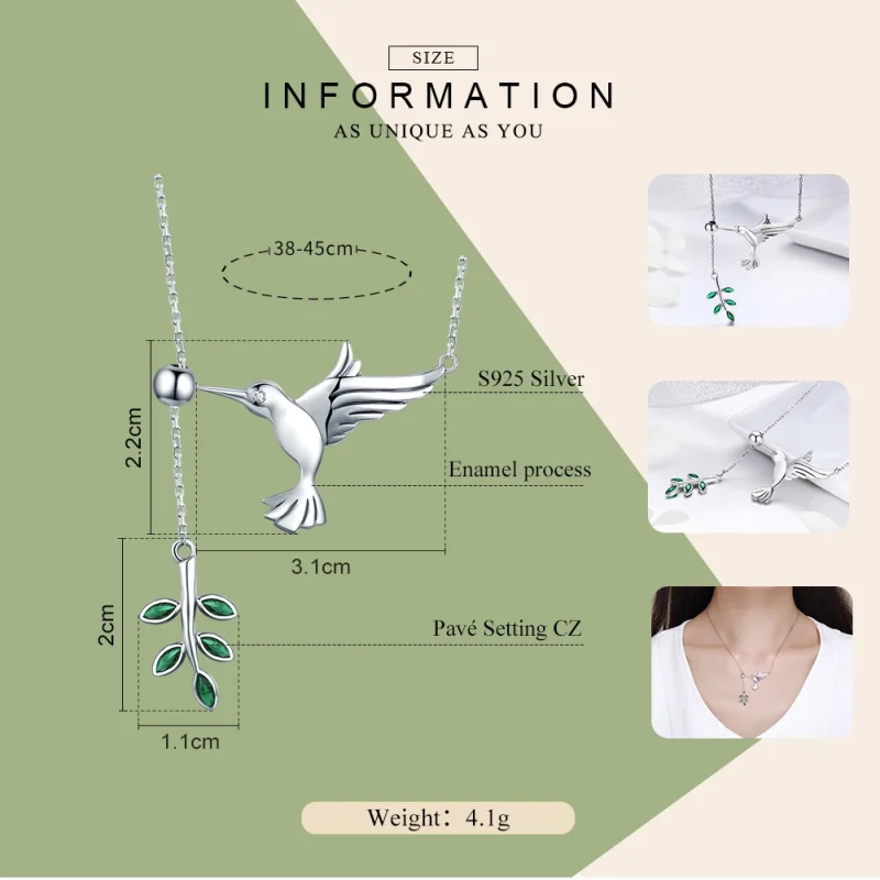 (imagem para) Colar Saudações dos colibris estilo Pandora - SCN217 - Visualizar 4