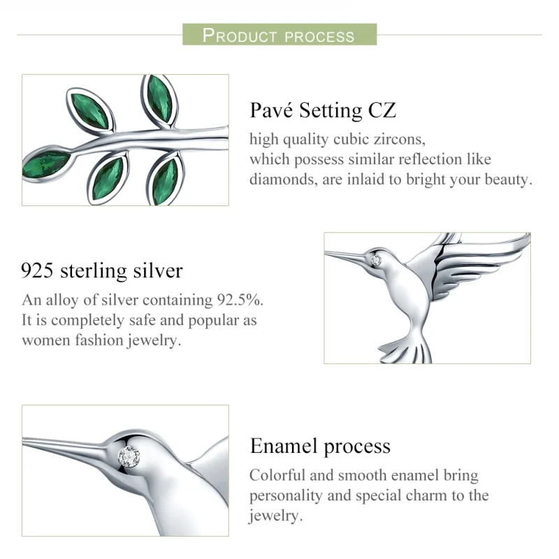 (imagem para) Colar Saudações dos colibris estilo Pandora - SCN217 - Visualizar 5