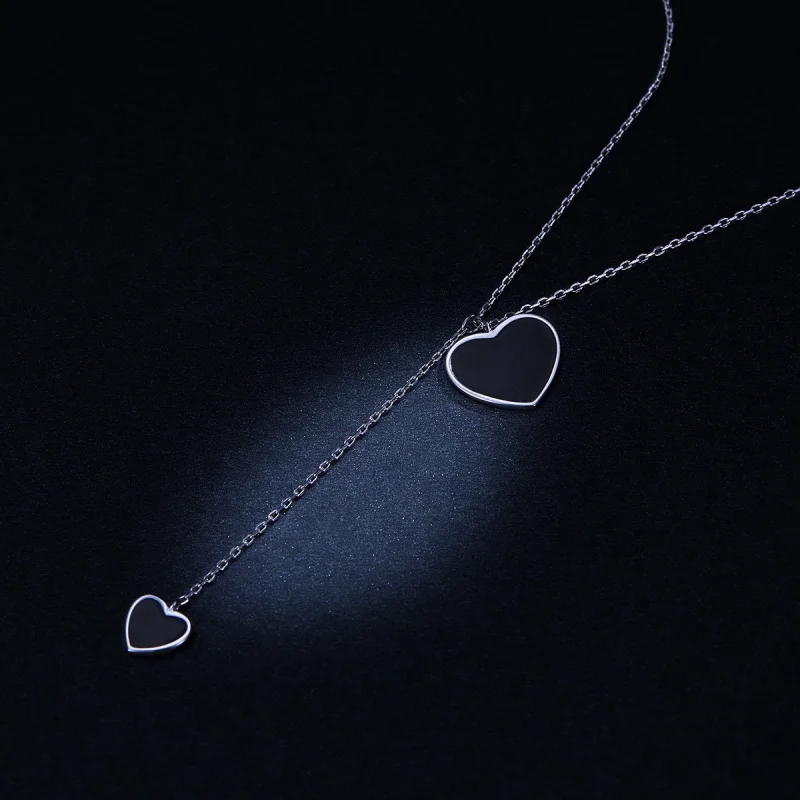 (imagem para) Pandora Style Black Heart Necklace - BSN095 - Visualizar 5