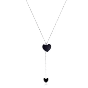 (imagem para) Pandora Style Black Heart Necklace - BSN095