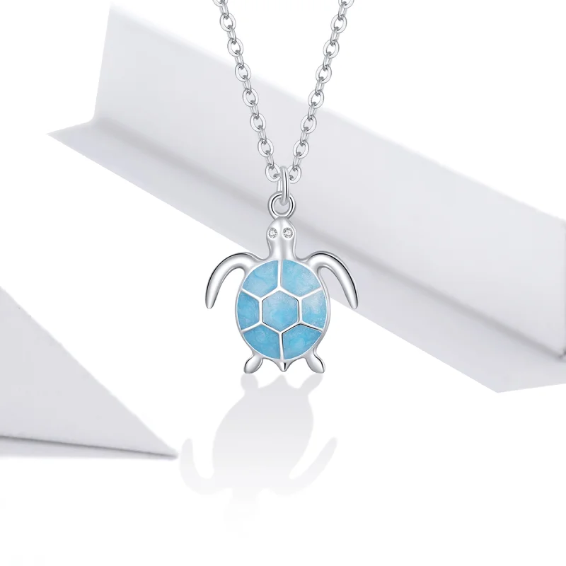 (imagem para) Pandora Style Blue Turtle Necklace - SCN446 - Visualizar 2