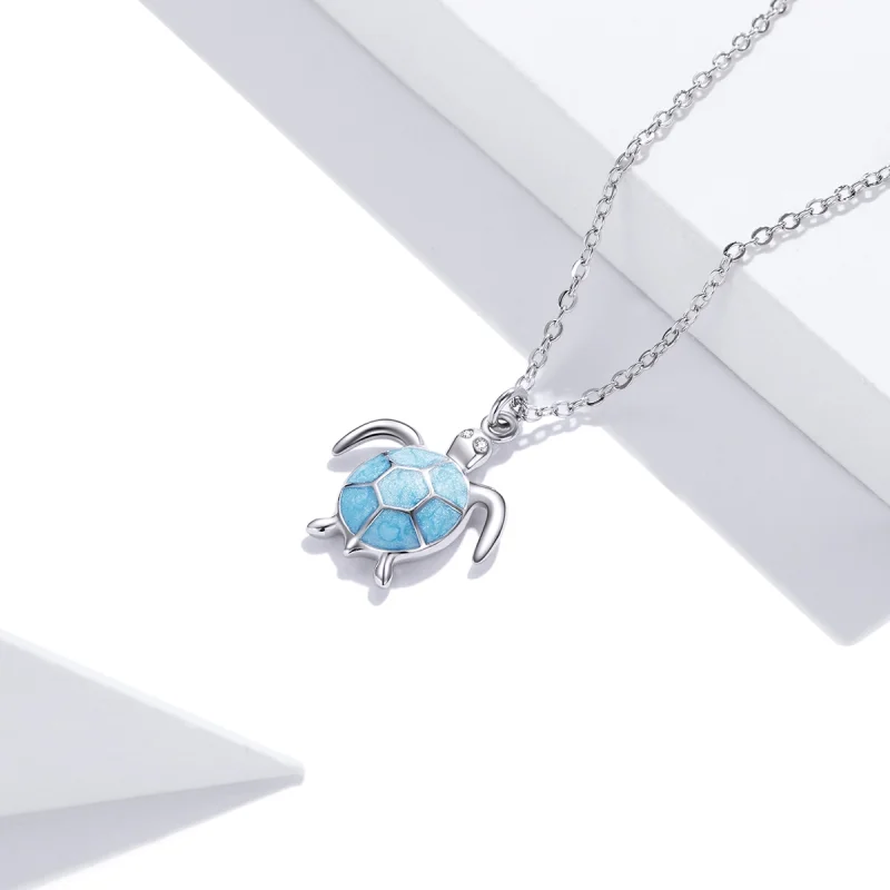 (imagem para) Pandora Style Blue Turtle Necklace - SCN446 - Visualizar 3
