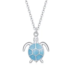 (imagem para) Pandora Style Blue Turtle Necklace - SCN446