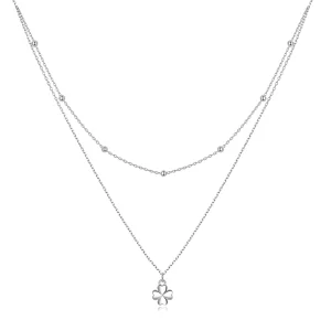 (imagem para) Pandora Style Double Clover Necklace - SCN481