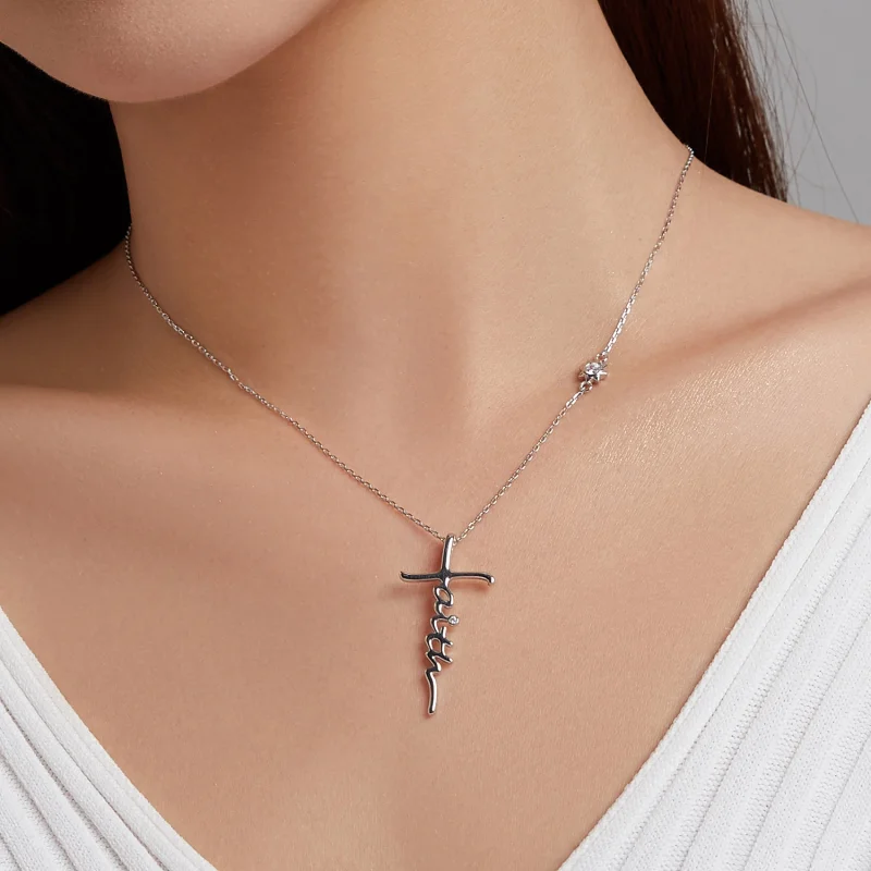 (imagem para) Pandora Style Faith of The Cross Necklace - BSN231 - Visualizar 7