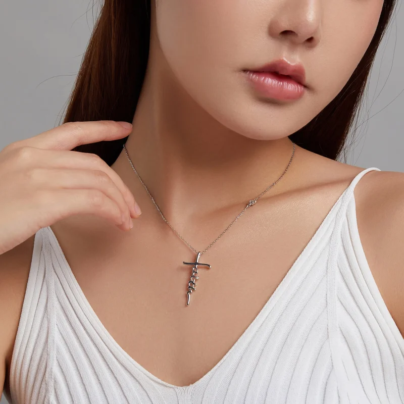 (imagem para) Pandora Style Faith of The Cross Necklace - BSN231 - Visualizar 8