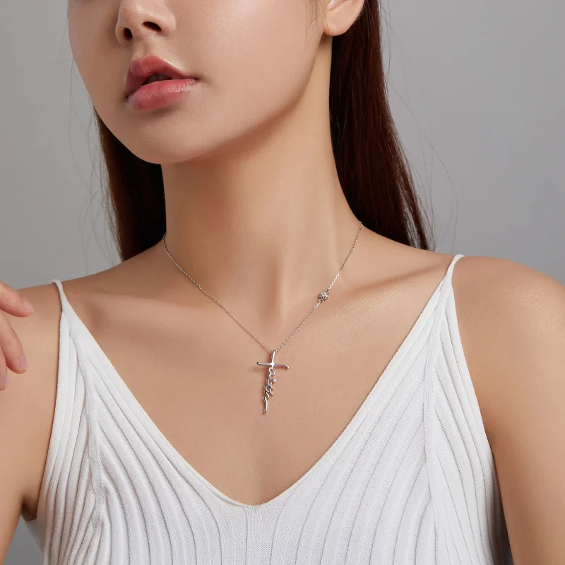 (imagem para) Pandora Style Faith of The Cross Necklace - BSN231 - Visualizar 9
