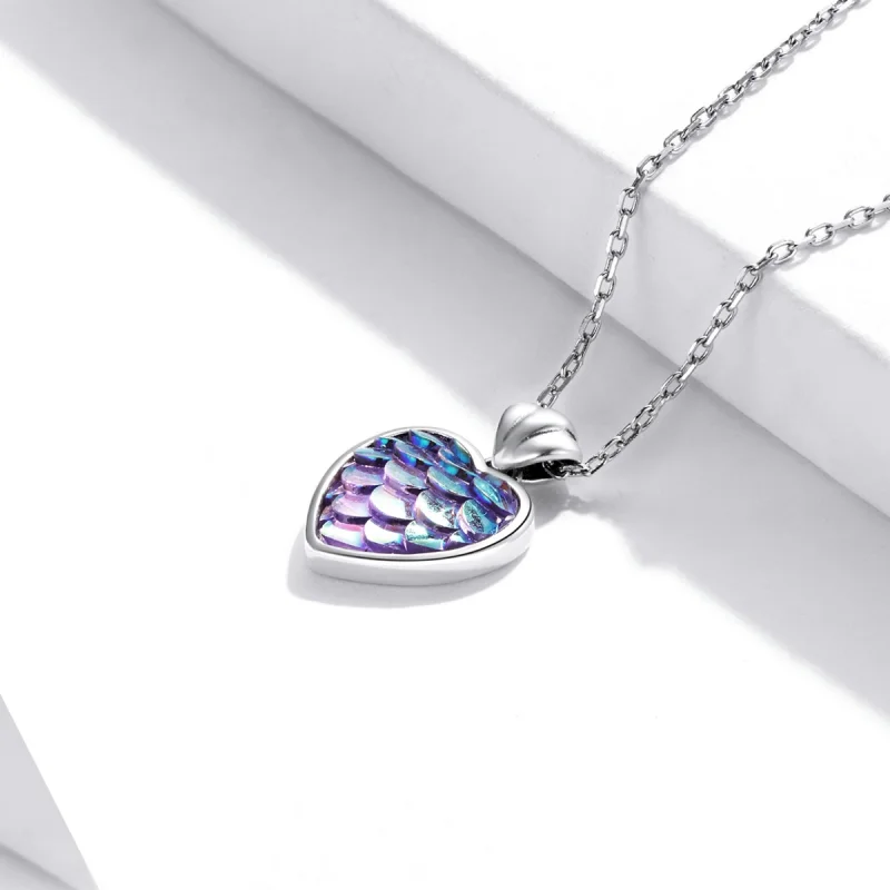 (imagem para) Pandora Style Fish Scale Heart Necklace - SCN468 - Visualizar 3