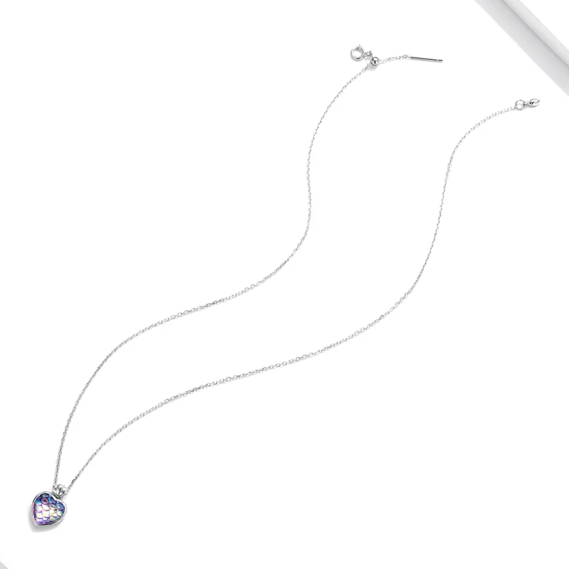 (imagem para) Pandora Style Fish Scale Heart Necklace - SCN468 - Visualizar 4