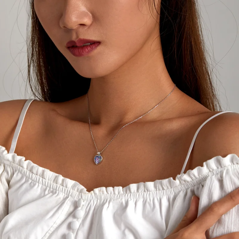 (imagem para) Pandora Style Fish Scale Heart Necklace - SCN468 - Visualizar 7