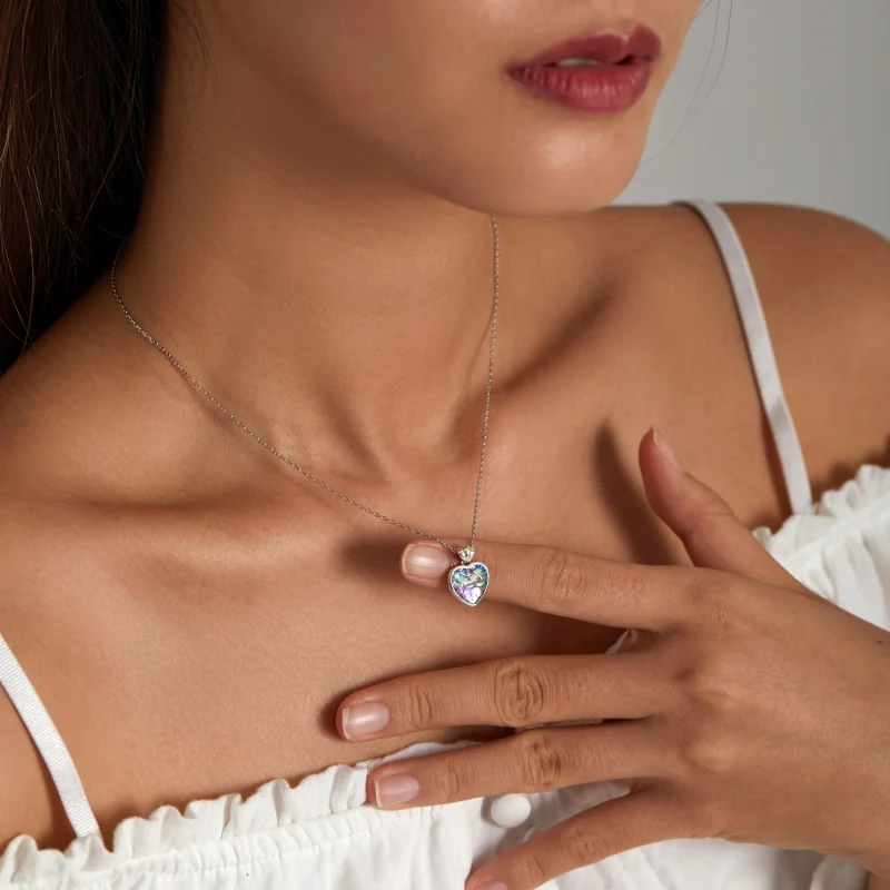 (imagem para) Pandora Style Fish Scale Heart Necklace - SCN468 - Visualizar 8