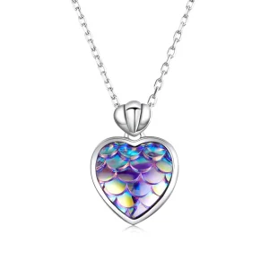 (imagem para) Pandora Style Fish Scale Heart Necklace - SCN468