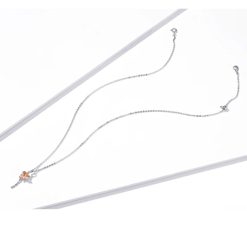 (imagem para) Pandora Style Graceful Rose Necklace - BSN190 - Visualizar 4