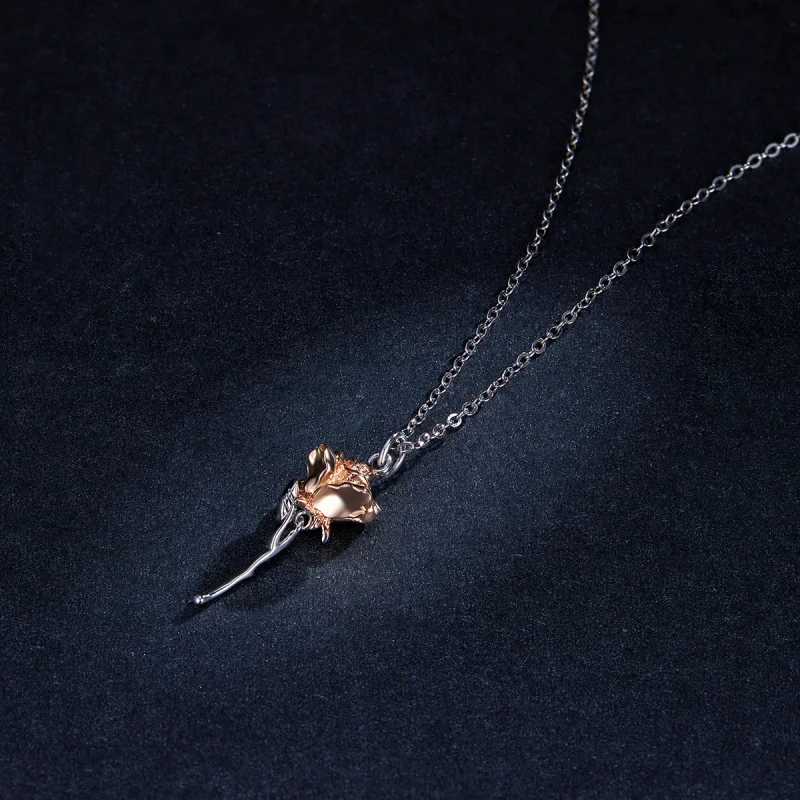 (imagem para) Pandora Style Graceful Rose Necklace - BSN190 - Visualizar 5