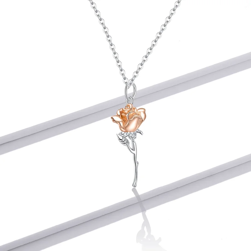(imagem para) Pandora Style Graceful Rose Necklace - BSN190 - Visualizar 6