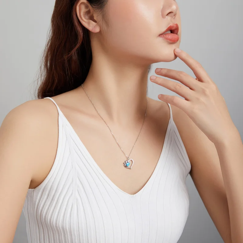 (imagem para) Pandora Style Heart Marks Necklace - BSN225 - Visualizar 9