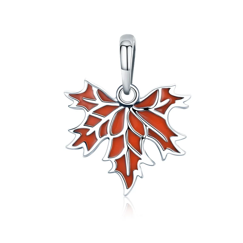 (imagem para) Pandora Style Late Autumn Maple Leaves Necklace Pendant - SCC585 - Visualizar 2