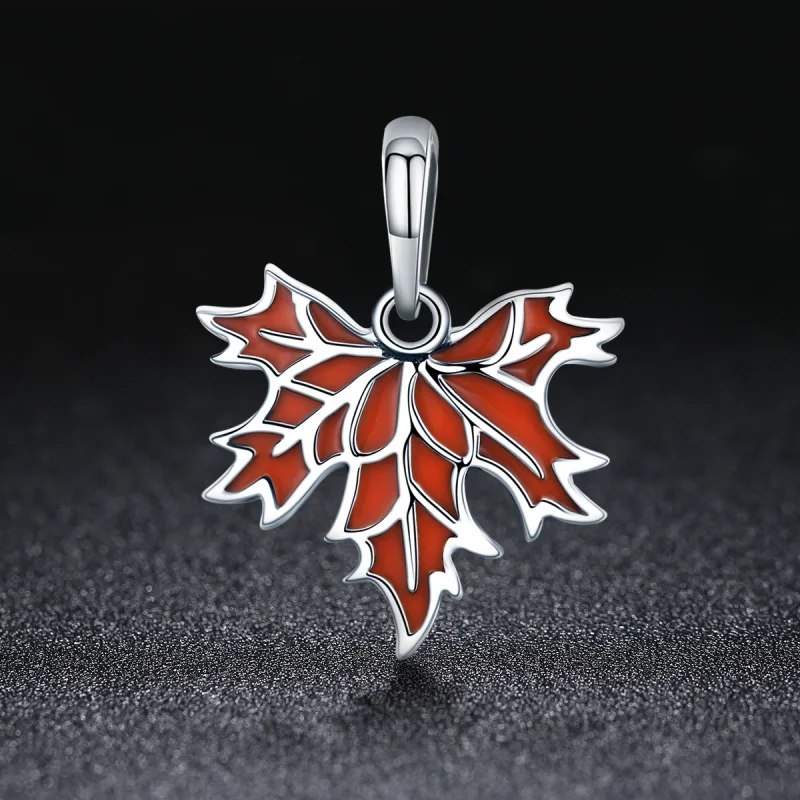 (imagem para) Pandora Style Late Autumn Maple Leaves Necklace Pendant - SCC585 - Visualizar 3