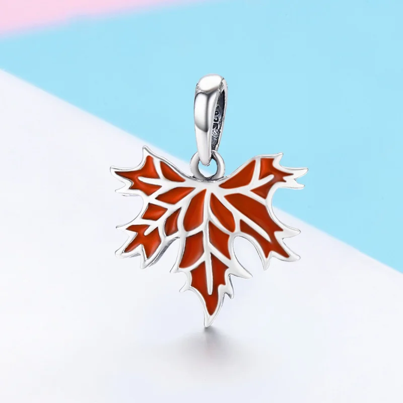 (imagem para) Pandora Style Late Autumn Maple Leaves Necklace Pendant - SCC585 - Visualizar 4