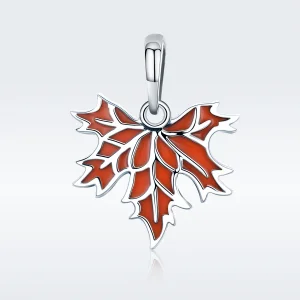(imagem para) Pandora Style Late Autumn Maple Leaves Necklace Pendant - SCC585