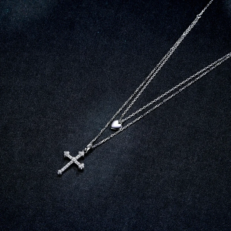 (imagem para) Pandora Style Love Cross Necklace - BSN197 - Visualizar 6