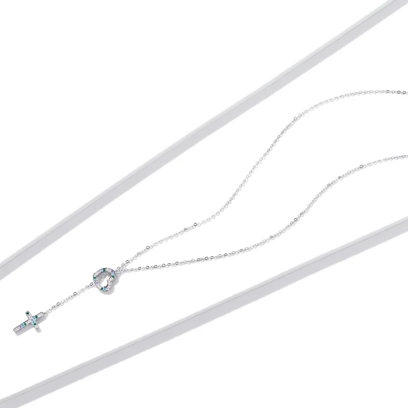 (imagem para) Pandora Style Love Cross Necklace - BSN244 - Visualizar 4