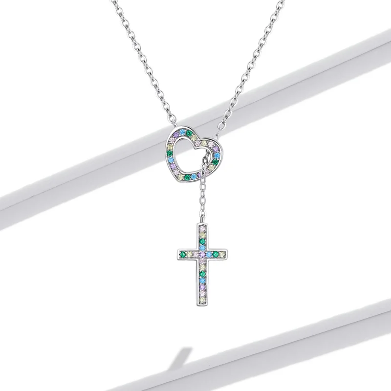 (imagem para) Pandora Style Love Cross Necklace - BSN244 - Visualizar 6