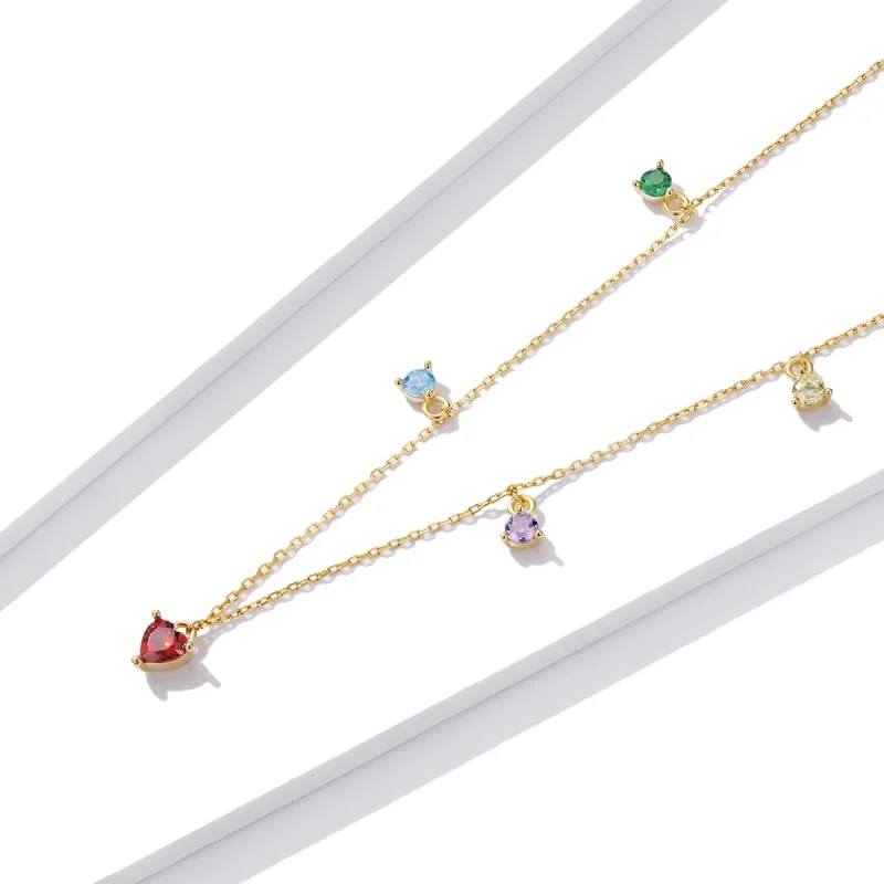 (imagem para) Pandora Style Multicolored Zircon Necklace - BSN234 - Visualizar 2