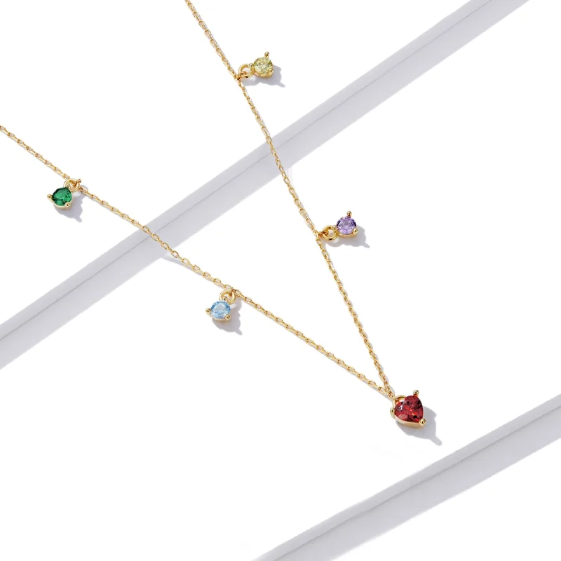 (imagem para) Pandora Style Multicolored Zircon Necklace - BSN234 - Visualizar 3