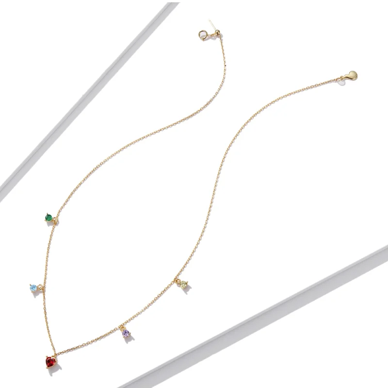 (imagem para) Pandora Style Multicolored Zircon Necklace - BSN234 - Visualizar 4