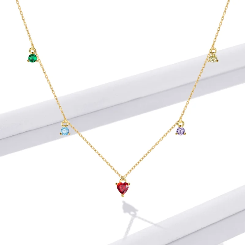 (imagem para) Pandora Style Multicolored Zircon Necklace - BSN234 - Visualizar 6