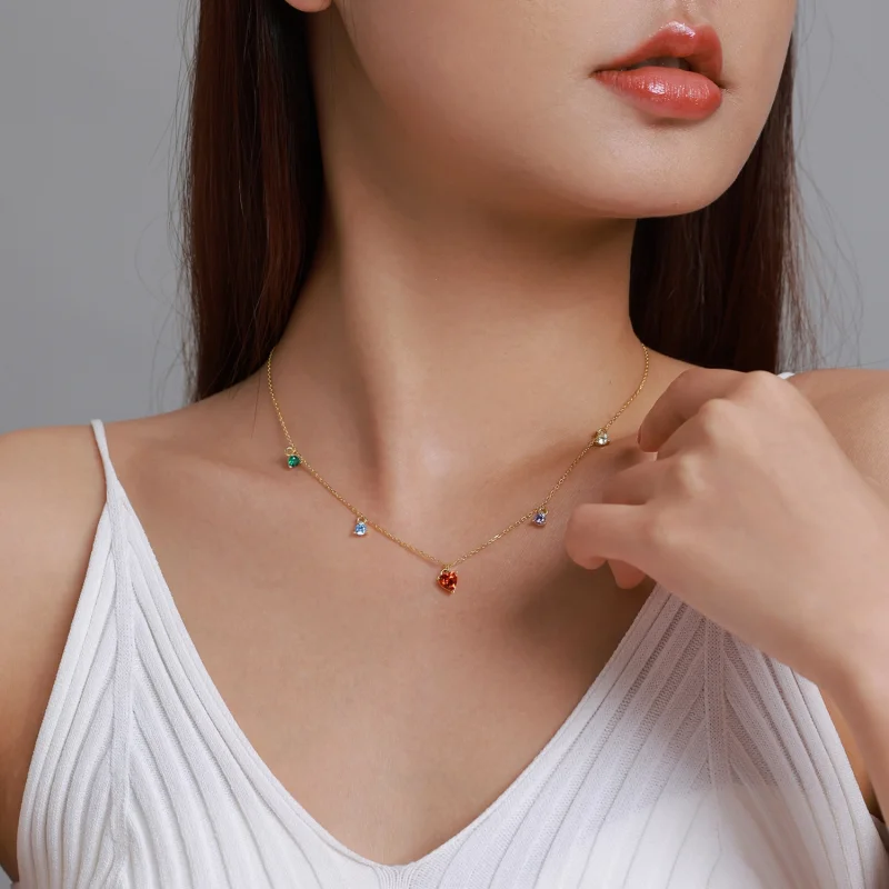 (imagem para) Pandora Style Multicolored Zircon Necklace - BSN234 - Visualizar 8