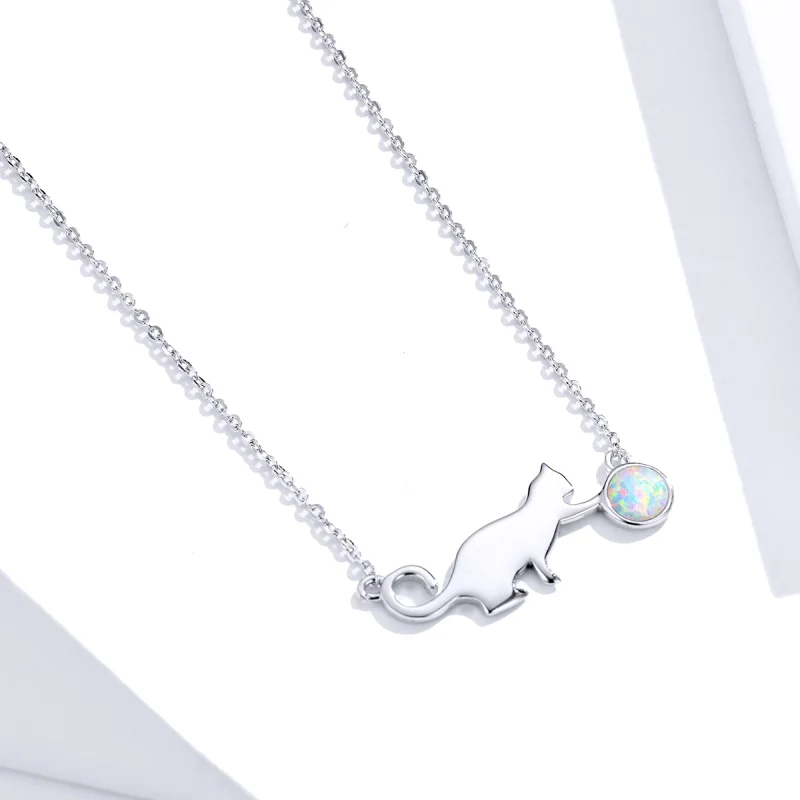 (imagem para) Pandora Style Opal Cat Necklace - SCN395 - Visualizar 2