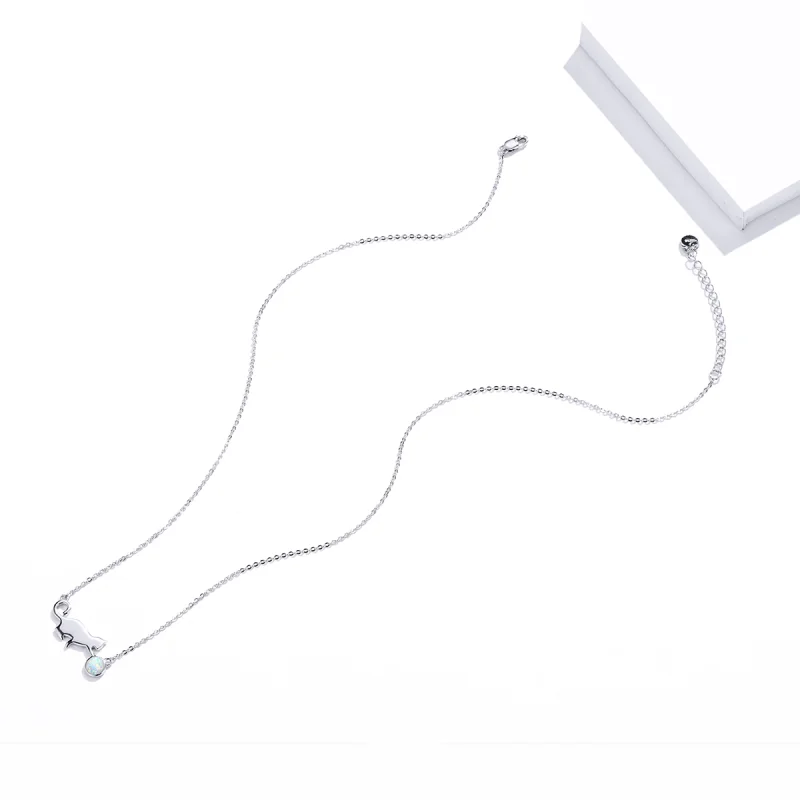(imagem para) Pandora Style Opal Cat Necklace - SCN395 - Visualizar 4