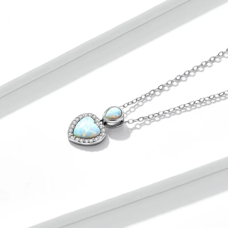 (imagem para) Pandora Style Opal Love Necklace - BSN243 - Visualizar 2